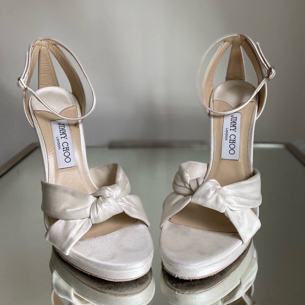 Jimmy Choo White Satin Heels - Picture 15 of 15